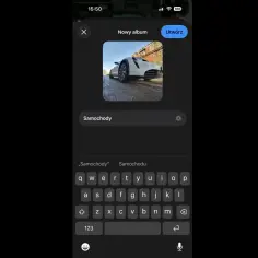 Nowy album na iPhone z białym samochodem. Wyszukiwanie obrazem iPhone ułatwia organizację zdjęć.