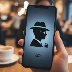 Telefon pokazuje ikonę szpiega w kapeluszu i okularach, symbolizującą tryb incognito. To znaczy, że przeglądasz anonimowo.