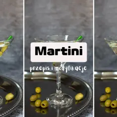 Schłodzony gin w zamrażarce to klucz do idealnego martini. Elegancki kieliszek z oliwkami na tacy.