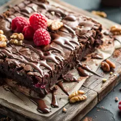 Przepis na brownie z malinami, czekoladą i orzechami