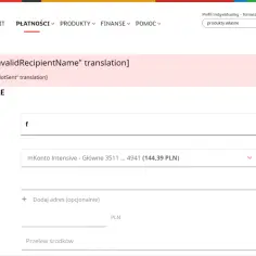 Błąd podczas anulowania zlecenia stałego w mBank. Widok formularza zlecenia stałego.