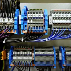 System sterowania z modułami tn-s, złączami i wiązkami przewodów.