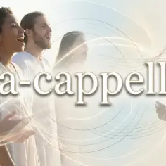 Grupa ludzi śpiewa w harmonii, tworząc magiczne **acapella**.