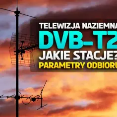 Anteny telewizji naziemnej DVB-T2 na tle zachodzącego słońca. Dowiedz się o częstotliwościach kanałów tv naziemnej khz.