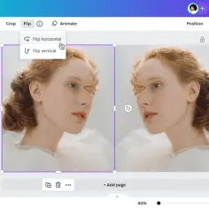 Jak zrobić lustrzane odbicie zdjęcia? Kliknij "Flip", a następnie "Flip horizontal", by uzyskać efekt lustra.
