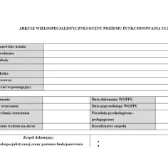 Arkusz oceny ucznia, zawierający dane osobowe, informacje o szkole i orzeczeniach. To wzór indywidualnego programu nauczania.