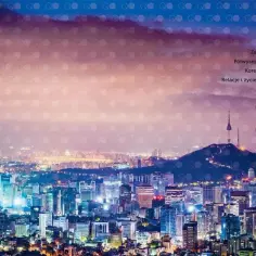 Widok nocą na panoramę Seulu z wieżą Namsan w tle.