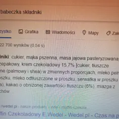 Szukasz informacji, ile kcal ma babeczka Wedel? Wyniki wyszukiwania pokazują składniki tej czekoladowej muffinki.
