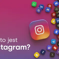 Duże logo Instagram obok mnóstwa mniejszych ikon innych aplikacji społecznościowych. Co to jest Instagram?