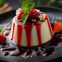 Panna cotta z truskawkami i sosem. Idealny deser, gdy szukasz prostego legumina przepisu.