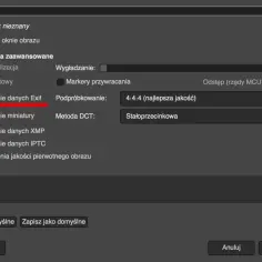 Ustawienia zaawansowane: zaznaczono "Zapisanie danych Exif", podpróbkowanie 4:4:4 (najlepsza jakość).
