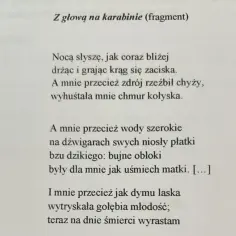 Z głową na karabinie interpretacja: nocą słyszę, jak krąg się zaciska, a mnie kołysała chmur kołyska.