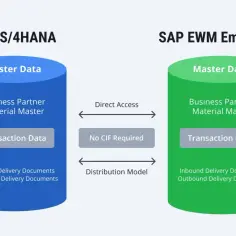 Porównanie SAP S/4HANA i SAP EWM Embedded: dane główne, transakcyjne i dokumenty dostaw. Bezpośredni dostęp bez CIF.