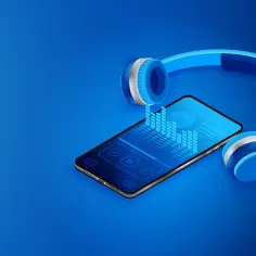 Słuchawki i smartfon z equalizerem. Idealne miejsce na muzyka do pobrania za darmo na telefon android.