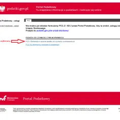 Wybór deklaracji PCC-3 na portalu podatki.gov.pl. Podatek od czynności cywilnoprawnych.