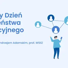 Światowy Dzień Społeczeństwa Informacyjnego. Ilustracja przedstawia sieć połączeń między ludźmi, symbolizującą społeczeństwo informacyjne.