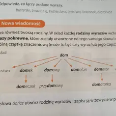 Rodzina wyrazów "dom" obejmuje słowa pokrewne: domostwo, domek, domowy, domeczek, przydomowy, domofon, domator, domatorka, zadomowić.