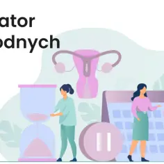 Kalkulator dni płodnych. Kobiety analizują cykl, by poznać dni niepłodne. Zegar, kalendarz i symbol pauzy.