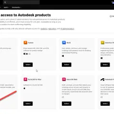 Darmowy AutoCAD dla studentów i edukatorów. Wybierz oprogramowanie, aby uzyskać dostęp.