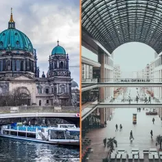 Berlin na weekend: majestatyczna katedra i nowoczesne centrum handlowe Mall of Berlin.