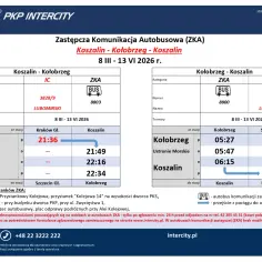 Rozkład jazdy ZKA Koszalin - Kołobrzeg. Sprawdź, ile jest kilometrów z Koszalina do Kołobrzegu i godziny odjazdów.