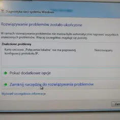 Karta sieciowa Ethernet nie ma poprawnej konfiguracji protokołu IP. Narzędzie diagnostyczne systemu Windows wykryło problem.