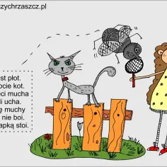 Kot na płocie, mucha leci do Ali. Ala z klapką nie boi się muchy. Lektury klasa 1.