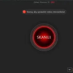 Program Driver Booster 13 wyświetla przycisk "Skanuj", aby sprawdzić status sterowników.