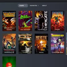 Gry z epoki DOS, takie jak Doom, Warcraft i Commander Keen, dostępne dzięki DOSBox.
