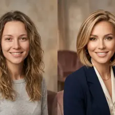 Przed i po: metamorfoza z kręconych włosów w elegancki french bob.