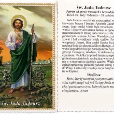 Święty Juda Tadeusz, patron trudnych spraw, w zielonej szacie z laską.
