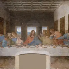 Ostatnia Wieczerza. Jezus z apostołami, wśród nich ewangelista Jan.