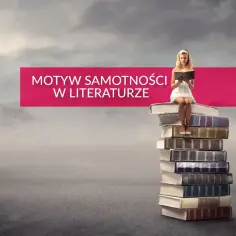 Dziewczyna w białej sukience czyta książkę, siedząc na stosie tomów. To symbol samotności i ascezy w literaturze.