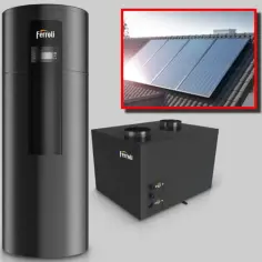 Piec Ferroli jak ustawić? Zobacz schemat instalacji z modułem solarnym na dachu.