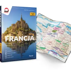 Przewodnik po Francji z mapą pokazuje, z kim graniczy Francja: Wielką Brytanią, Belgią, Luksemburgiem, Niemcami, Szwajcarią, Włochami i Hiszpanią.