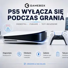 Konsola PS5 wyłącza się podczas grania? Game Box Serwis oferuje diagnostykę, testy stabilności i obciążeniowe, by rozwiązać problem.