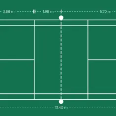 Schemat boiska do badmintona z wymiarami. Poznaj badminton zasady gry i wymiary pola gry.