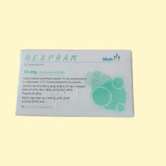 Opakowanie leku Nexpram 10 mg, zawierające 28 tabletek powlekanych.