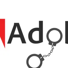 Logo Adobe z kajdankami na literze "o", symbolizujące ograniczenia lub problemy z Adobe AIR.