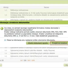 Gdzie sprawdzić swoje zatrudnienie? Wybierz "Przejdź do kreatora", aby szybko utworzyć dokumenty ZUS.