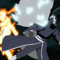 Naruto w Kuramie walczy z Tobi, który używa mocy dziesięcioogoniastego.