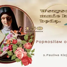 Św. Tereska z Lisieux, prosząc o znak róży, mówi: "Wszyscy mnie kochać będą". Obraz upamiętnia 150. rocznicę urodzin.