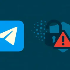 Logo Telegram obok otwartej kłódki i tarczy z wykrzyknikiem. Czy telegram jest bezpieczny?