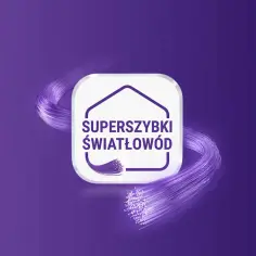 Logo z napisem "Superszybki światłowód" i wiązką światłowodów. Tak działa światłowód – szybki transfer danych.