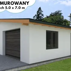 Nowoczesny garaż murowany 5x7m z dachem jednospadowym, idealny do ochrony Twojego auta.