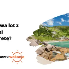 Ile trwa lot z Polski na Kretę? Piękna grecka plaża z turkusową wodą i zielonymi wzgórzami.