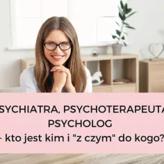 Uśmiechnięta psycholog w okularach w gabinecie. Dowiedz się, gdzie może pracować psycholog i do kogo się udać.