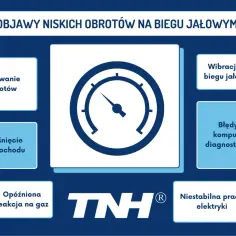 Objawy niskich obrotów na biegu jałowym: falowanie obrotów, gaśnięcie, opóźniona reakcja na gaz, wibracje, błędy komputera, niestabilna praca elektryki.