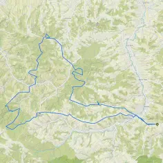 Mapa z zaznaczonymi trasami rowerowymi Rzeszów i okolic. Widoczne miejscowości: Hermanowa, Błażowa, Lecka.