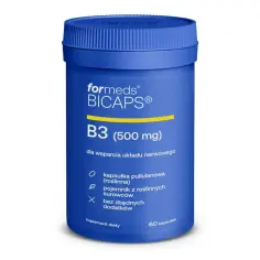 Niacyna B3 500 mg, suplement diety. Warto sprawdzić, czy niacyna skutki uboczne nie dotkną Ciebie. Opakowanie 60 kapsułek.